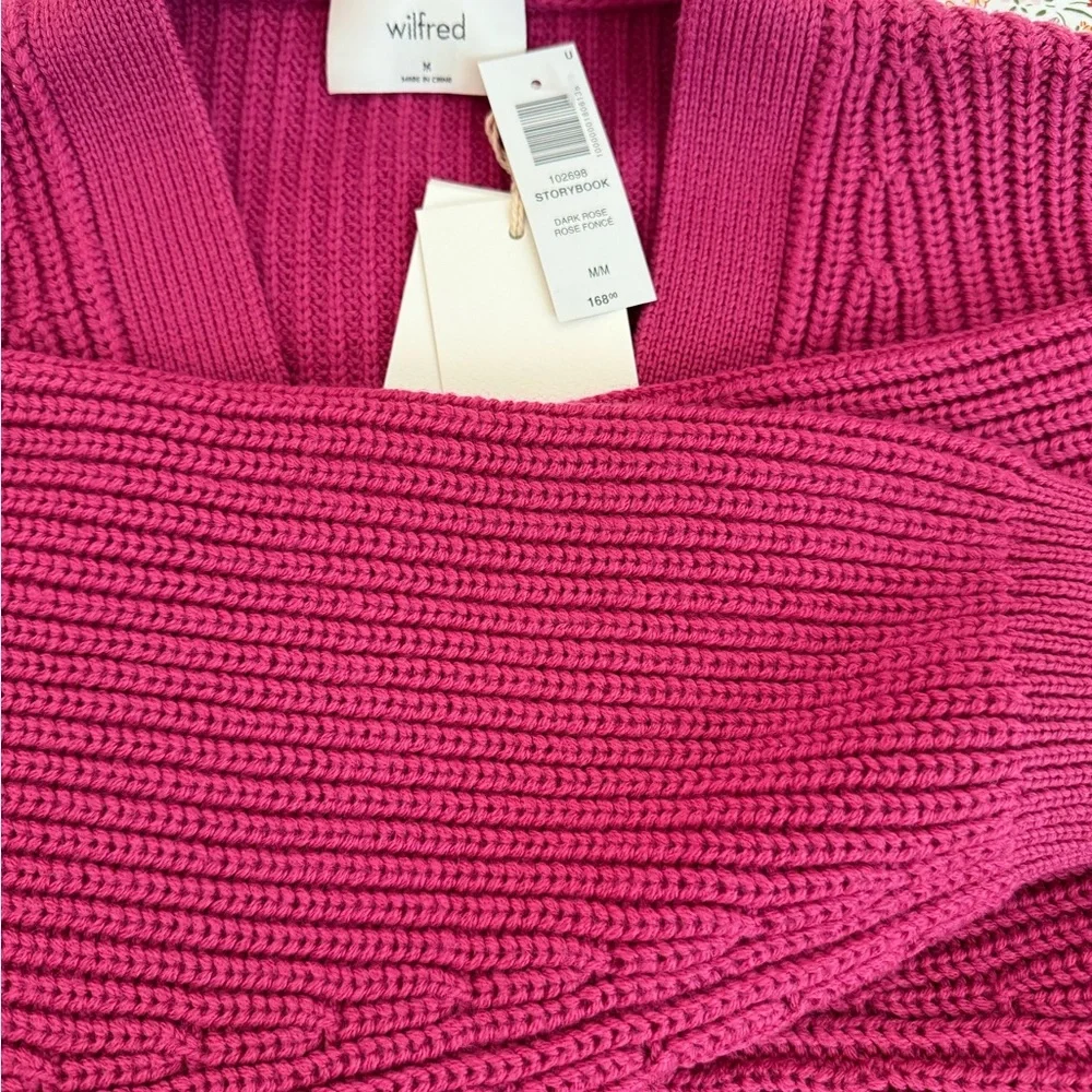 Wilfred Aritzia Merino Wool Cardigan | Magenta | Size M | NWT - Picture 6 of 6